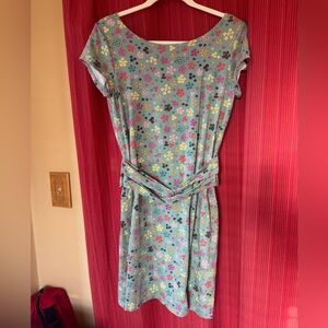 Blue Platypus Floral Print Belted Dress - Small